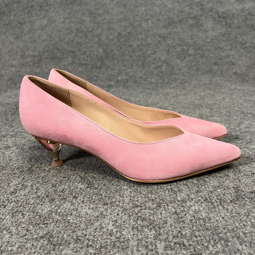 Kate Spade New York Pumps Pink Suede Coco Lucite Heel Pointed Toe Heels Size 6M